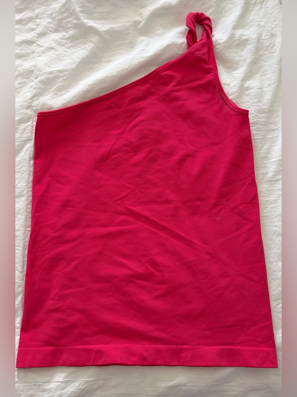 Helmut Lang Pink Twisted One-Shoulder Seamless Tank Top Size Medium/Large
